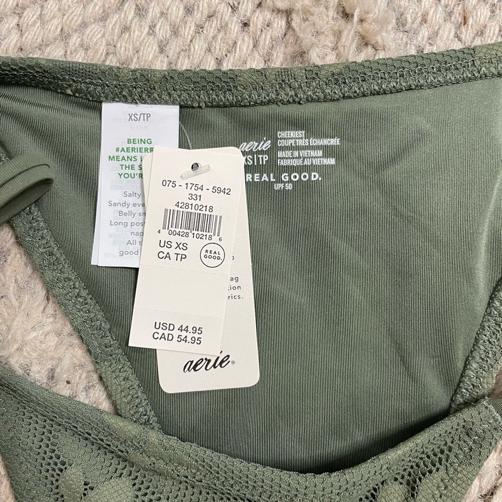 Aerie Olive Lace String Bikini Bottom xs New With Tag - Picture 2 of 5